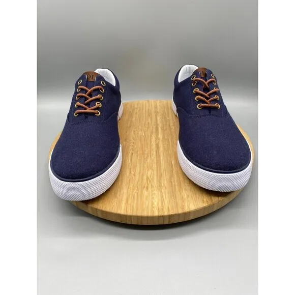 Polo Shoes Mens Size 11.5 Blue Casual Forestmnt II Sneakers Lace Low Logo Canvas