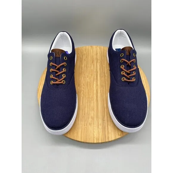 Polo Shoes Mens Size 11.5 Blue Casual Forestmnt II Sneakers Lace Low Logo Canvas