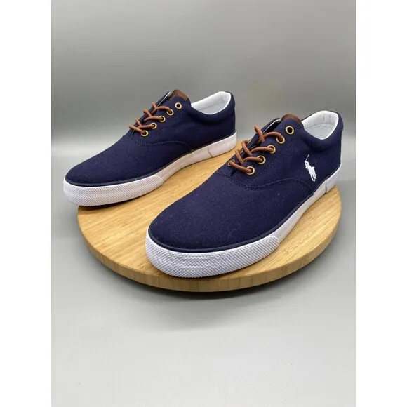 Polo Shoes Mens Size 11.5 Blue Casual Forestmnt II Sneakers Lace Low Logo Canvas