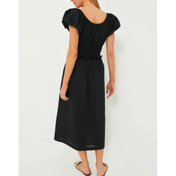 POMANDER PLACE Black Puff Sleeve Flynn Dress