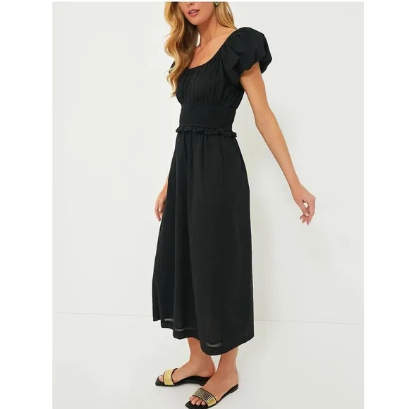 POMANDER PLACE Black Puff Sleeve Flynn Dress