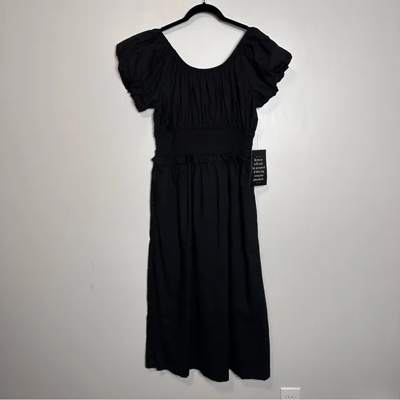 POMANDER PLACE Black Puff Sleeve Flynn Dress