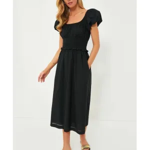 POMANDER PLACE Black Puff Sleeve Flynn Dress