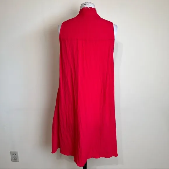 POMANDER PLACE Dutton Eyelet Lace Sleeveless Mini Dress Poppy Red