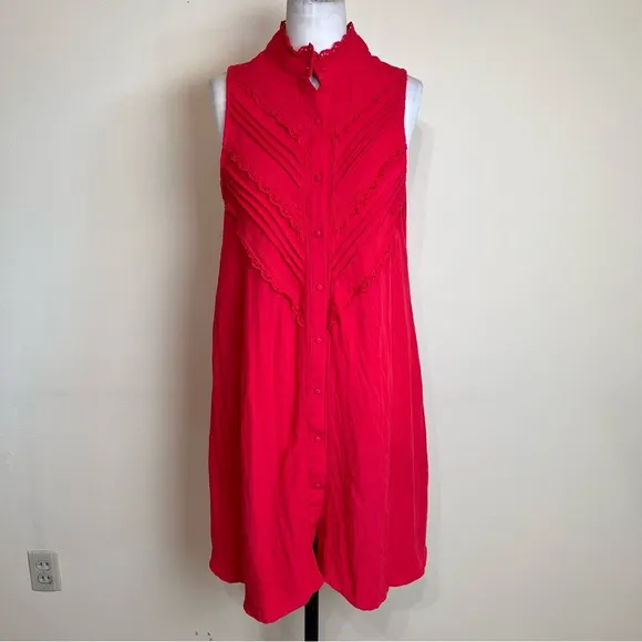 POMANDER PLACE Dutton Eyelet Lace Sleeveless Mini Dress Poppy Red