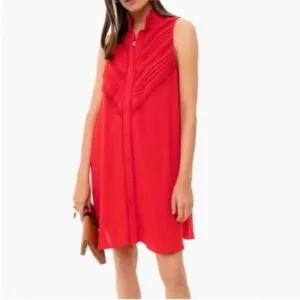 POMANDER PLACE Dutton Eyelet Lace Sleeveless Mini Dress Poppy Red