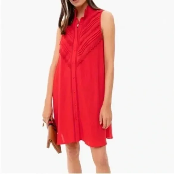 POMANDER PLACE Dutton Eyelet Lace Sleeveless Mini Dress Poppy Red