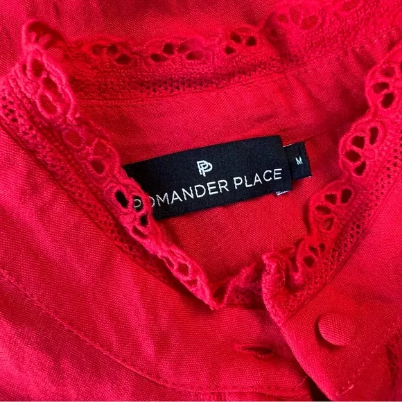 POMANDER PLACE Dutton Eyelet Lace Sleeveless Mini Dress Poppy Red