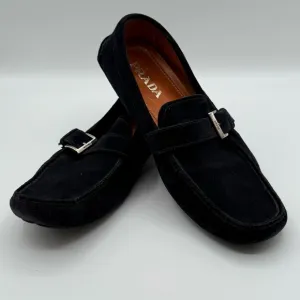 Prada Authentic Men’s Navy Suede Loafers Drivers Shoes Size 9