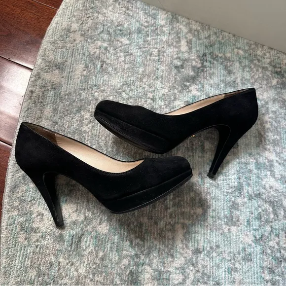 Prada Black Suede Platform Heels - Size 6 / 36