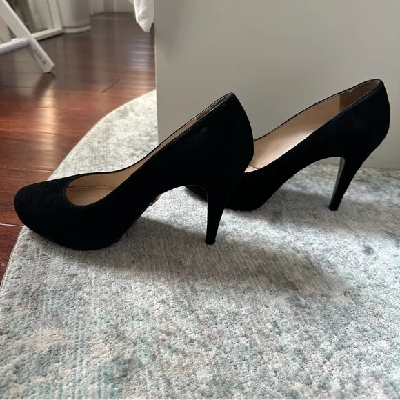 Prada Black Suede Platform Heels - Size 6 / 36