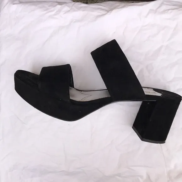 Prada black suede platform shoes