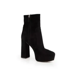 Prada Black Velvet Block Heel Platform Ankle Boots Size 8.5