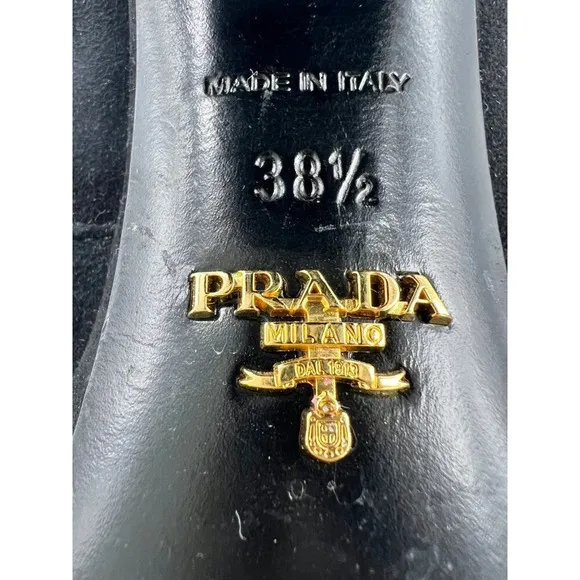 Prada Black Velvet Block Heel Platform Ankle Boots Size 8.5