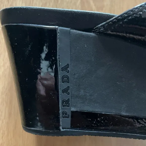 PRADA Black Wedge Sandals