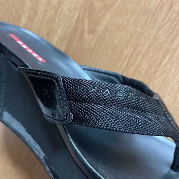 PRADA Black Wedge Sandals