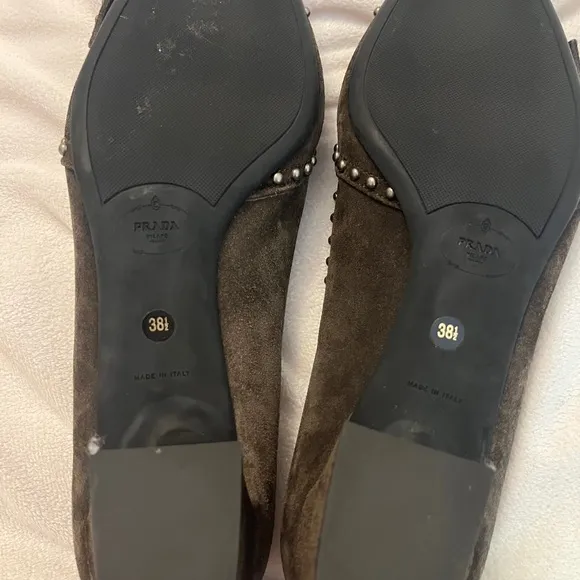 PRADA Calzature Donna EUC Pumps Shoes Box Original shoe Dust bags Suede Sz 38.5