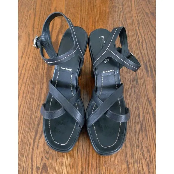 PRADA Criss-Cross Strappy Platform Wedge Heel Sandal Made in Italy 39 9 $1250