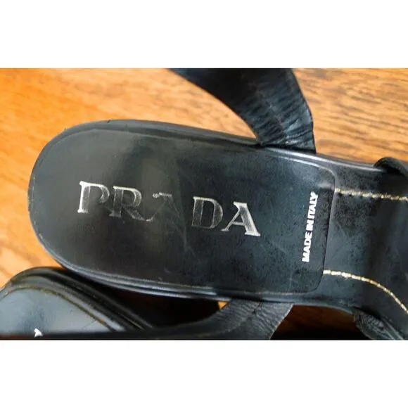 PRADA Criss-Cross Strappy Platform Wedge Heel Sandal Made in Italy 39 9 $1250