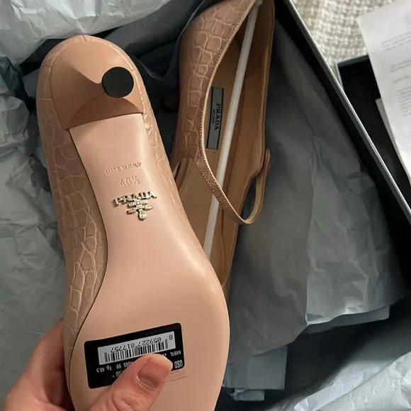 Prada Croc embossed leather derby pumps