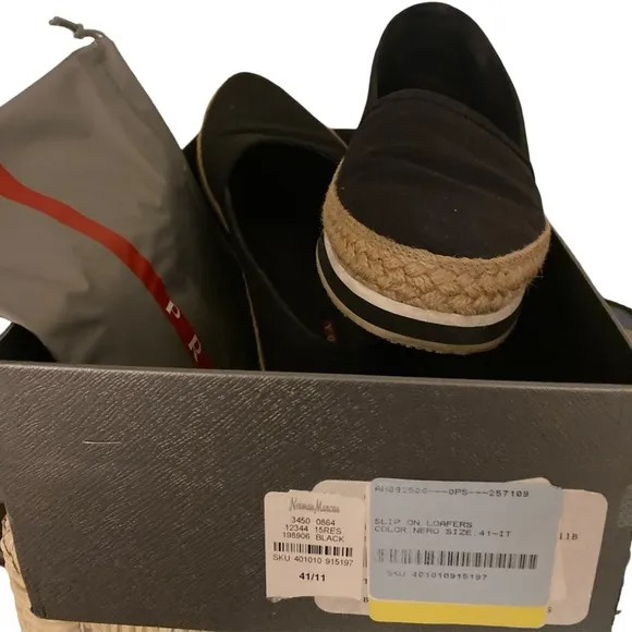 Prada Espadrille Wedge Shoes -41/11 black wedge , Neiman Marcus ,box included
