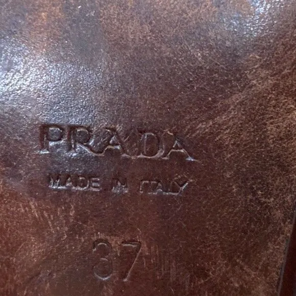 Prada Lizard Strap Open Toe Brown Shoes 4&quot; Heels