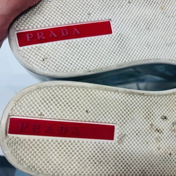 Prada Silver Platform Oxfords with Metallic Finish. Authentic