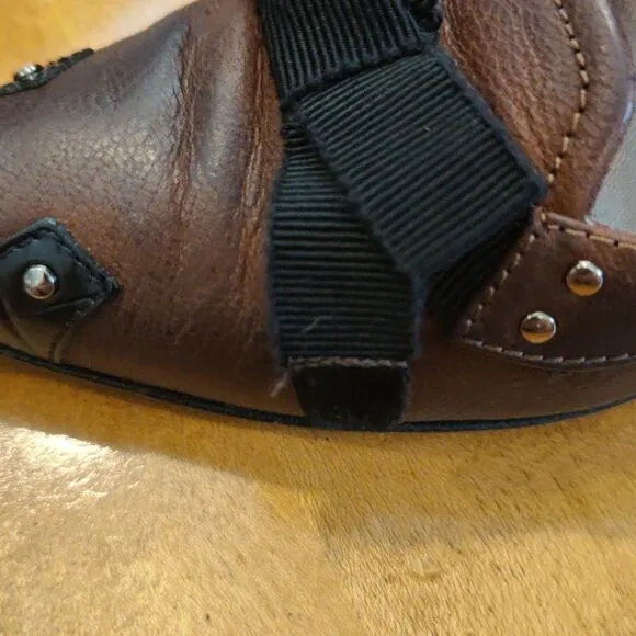Prada size 37.5 brown and black authenticated kitten heels Made in Italy