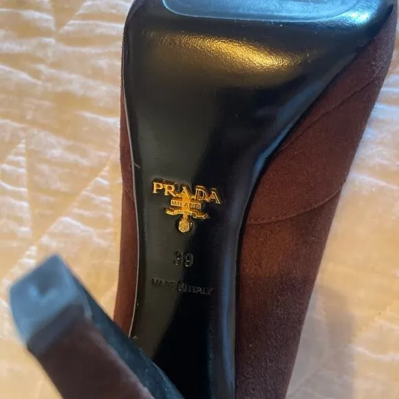PRADA Suede Pumps – Black – Size 39 US 9 – 4&quot; Heel – Designer Heels