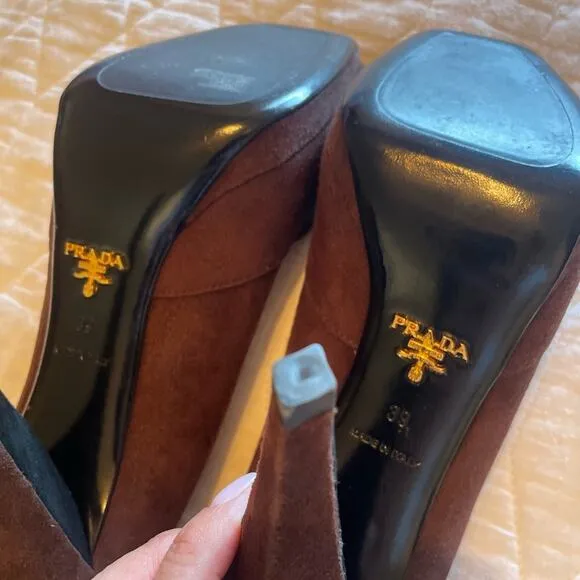 PRADA Suede Pumps – Black – Size 39 US 9 – 4&quot; Heel – Designer Heels