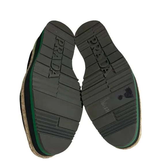PRADA velvet embellished platform loafer shoes 35