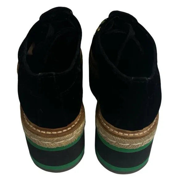 PRADA velvet embellished platform loafer shoes 35