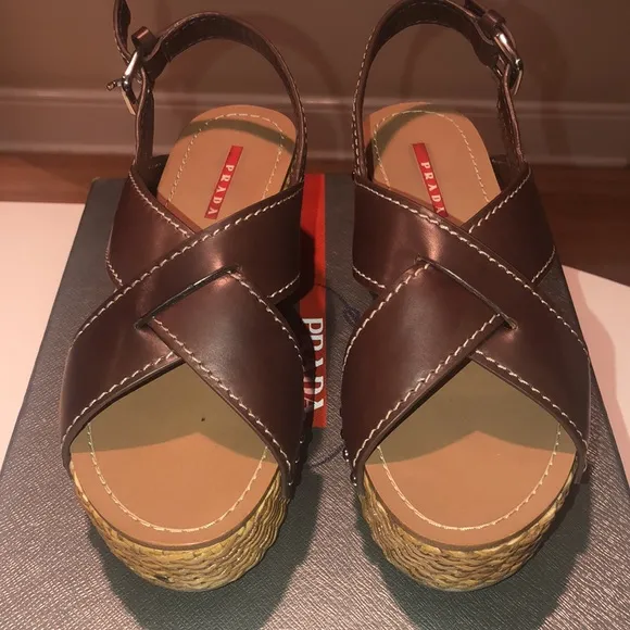 Prada women’s 37.5 platform leather shoes