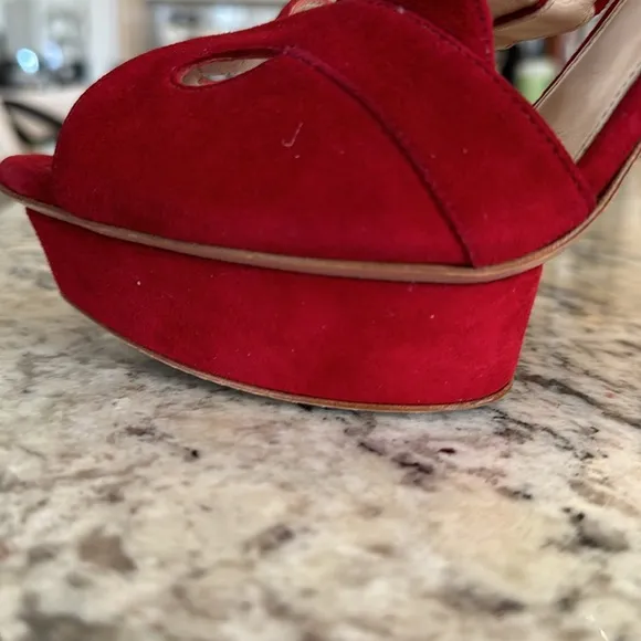 Prada Women’s Platform Heels Red Suede Size 40.5