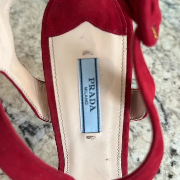 Prada Women’s Platform Heels Red Suede Size 40.5