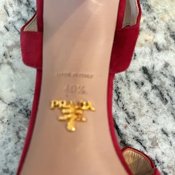 Prada Women’s Platform Heels Red Suede Size 40.5