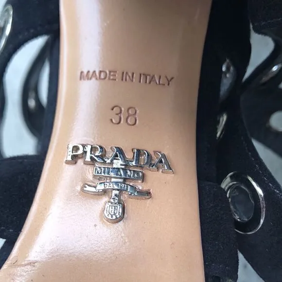 Prada rivet heeled sandals
