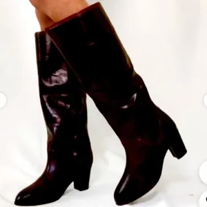 Prialpas Gomma Italian Leather Black/Brown Metallic Knee High Boots  Size 6
