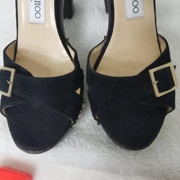 PRICE DROP-Jimmy Choo Black Suede Sling Back sandals