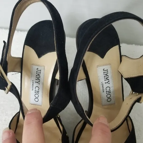 PRICE DROP-Jimmy Choo Black Suede Sling Back sandals