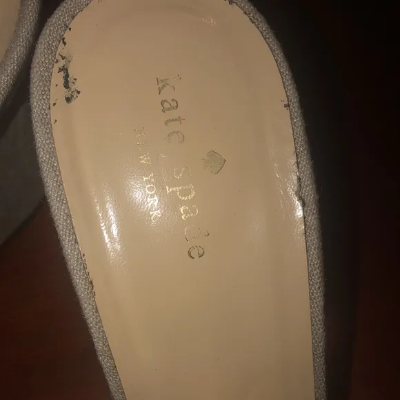Prwnd KATE SPADE Women's Beige Linen Open Toe10 Wedge Sandals Sz10