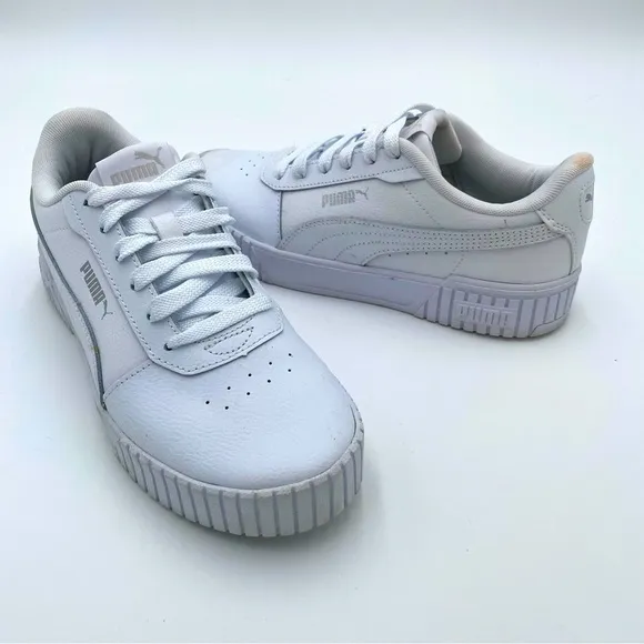 Puma Carina 2.0 Leather Chunky Lace Up Platform Tennis Shoes Sneakers Size 7