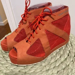 Puma Hussein Chalayan Hakkoda Summer Orange Leather/Mesh Hidden Wedge Sandals
