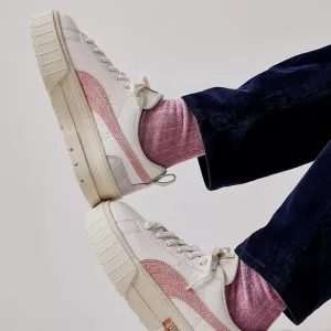 PUMA Mayze Free People White Leather Tennis Shoes w/Gray &amp; Pink Accents