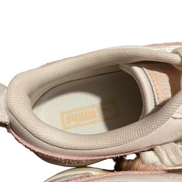 PUMA Mayze Free People White Leather Tennis Shoes w/Gray &amp; Pink Accents
