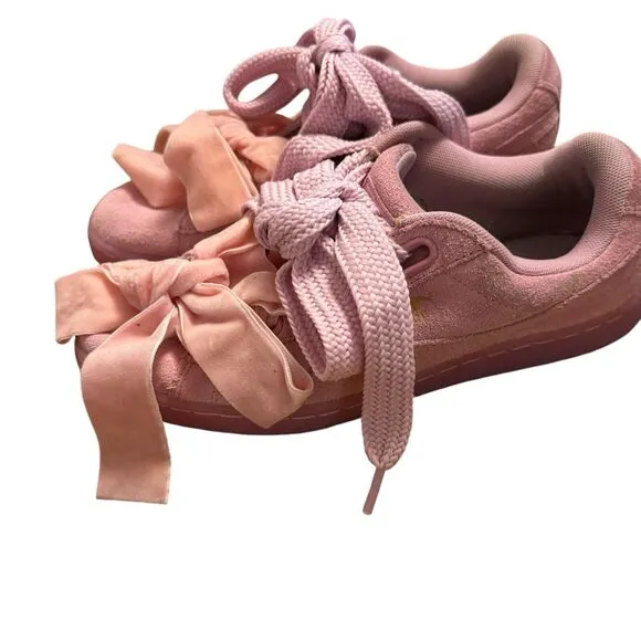 Puma Suede Classic Pink Womens Size 8 M Sneakers Casual Shoes Bow Coquette a19