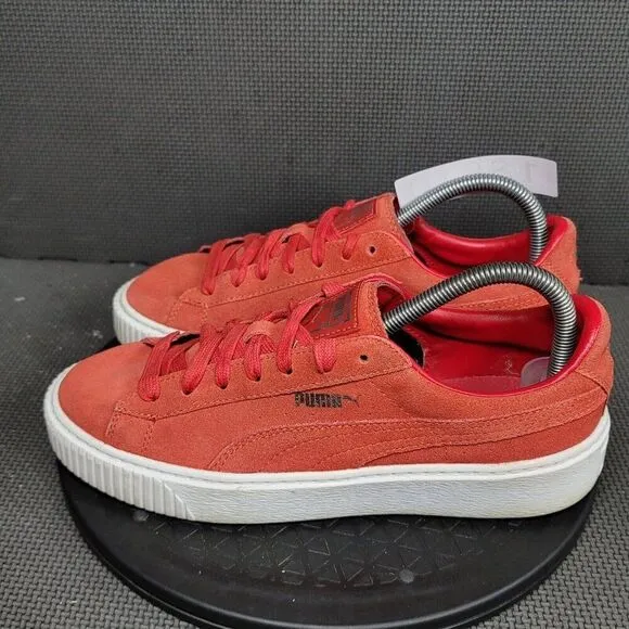 Puma Suede Platform Shoes Womens Sz 9.5 Barbados Cherry Sneakers