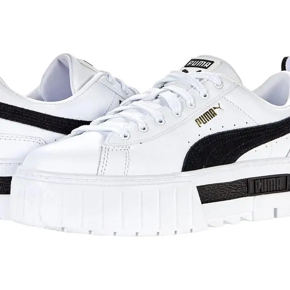 PUMA Womens Mayze Platform Sneakers Shoes 100% Leather  593an