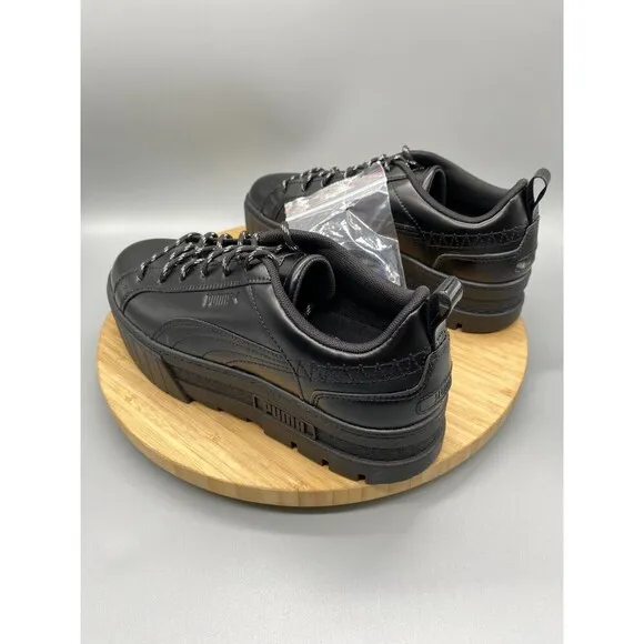 Puma X  Dua Lipa Shoes Womens Size 10 Black Platform Sneaker Lace Low 388013-01