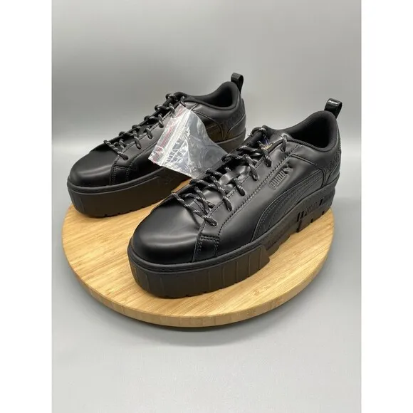 Puma X  Dua Lipa Shoes Womens Size 10 Black Platform Sneaker Lace Low 388013-01